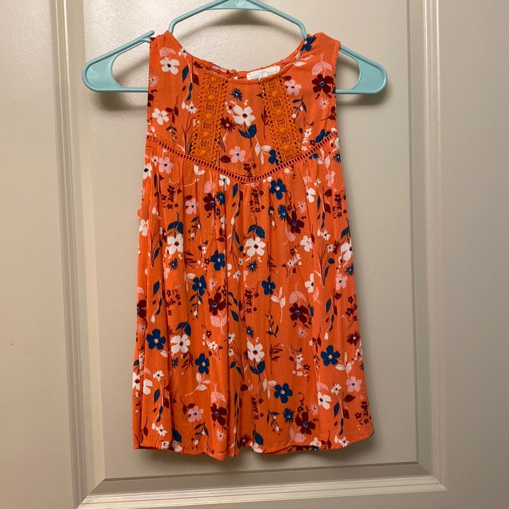 Jun & Ivy Orange Floral Summer Tank